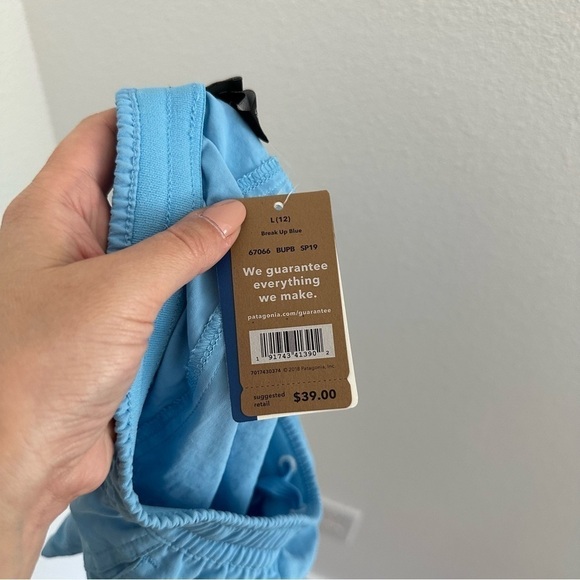 Patagonia Baggies Shorts Blue Elastic Waist Regular Fit Size Large Girls - Picture 6 of 6